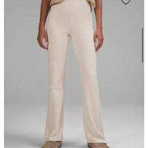 Lululemon Brushed Softstreme Ribbed Zip Flared Pant Size 10 32.5” Inseam BONE